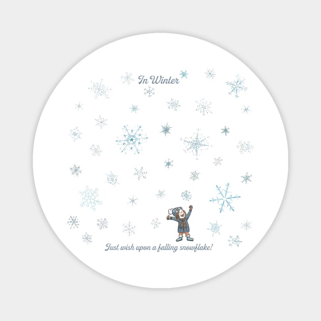 Just wish upon a snowflake - winter Magnet by mnutz